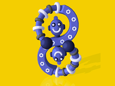 36 Days of Type: Type Bots - Number 8 36days 3d 3d character 3d illustration animation character design design graphic design illustration motion graphics robot type typography