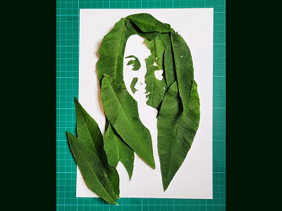 Leaf self-portrait art collage illustration nature self portrait