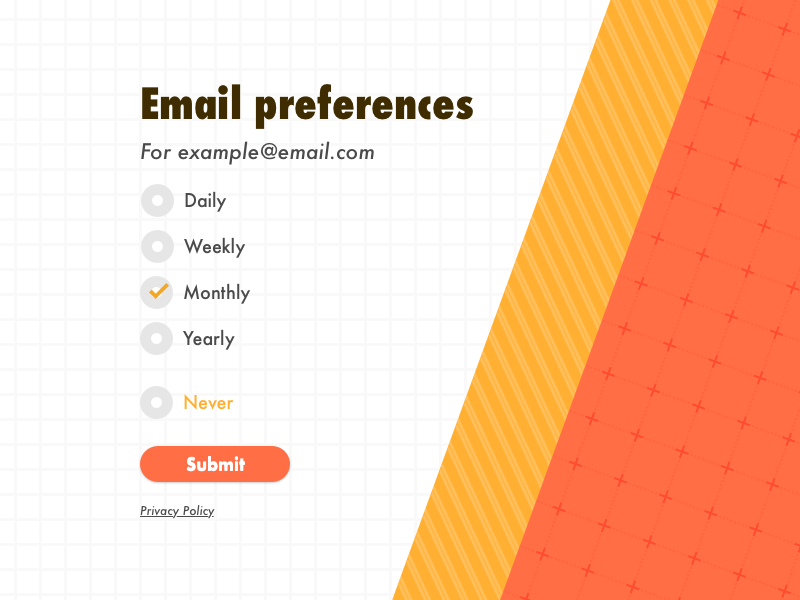 Settings - Daily UI #007 settings email preferences email snapshot daily ui dailyui 007