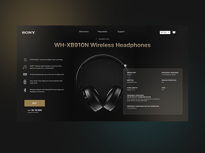 Sony Headphones Specifications Page UI Concept figma graphic design ui ui design ux website design