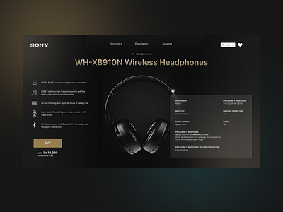 Sony Headphones Specifications Page UI Concept