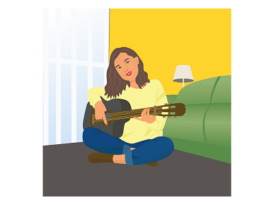 Girl with a guitar. Flat vector illustration. adobe illustrator art design flat design flat vector flatdesign illustration vector