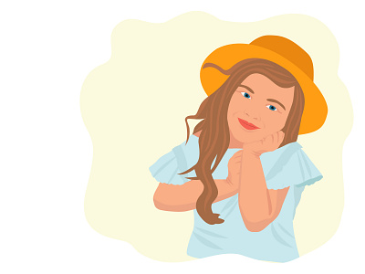 Girl in a hat. Flat vector illustration.