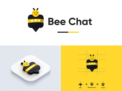 Bee Chat - Message App Logo app logo be chat logo bee logo chat logo color logo logo logo 2021 logodesign message app logo message app minimalistic logo messaging app logo minimalist logo minimalistic logo