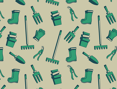 Garden Tool Pattern art branding gardening graphic design illustraion tools vector