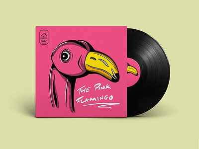 The Pink Flamingo Record Cover bold lines bright colors cover artwork graphic design halftones illustration print record artwork true grit texture supply