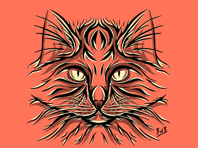 Pumpkin Cat art bold lines bright colors graphic design halftones illustration procreate art true grit texture supply