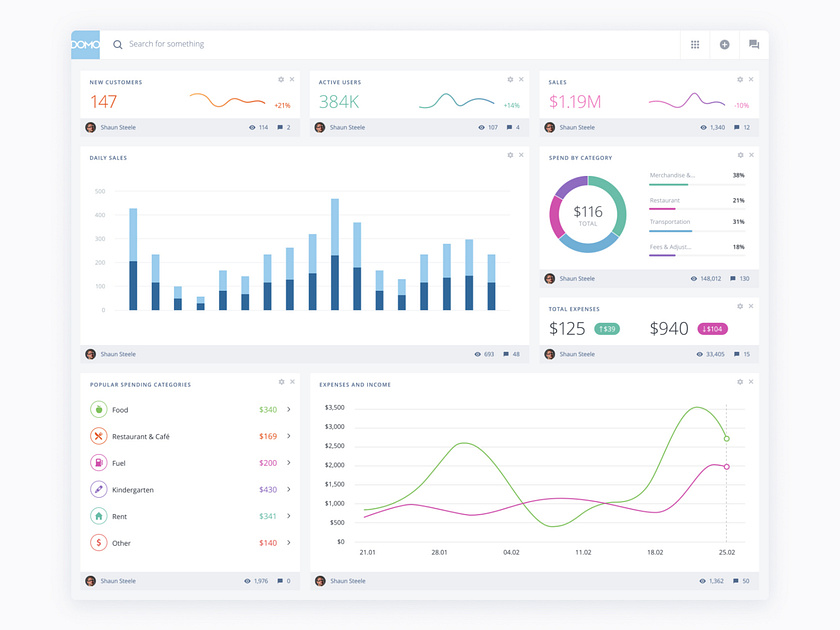 Domo Dashboard by Shaun Steele on Dribbble