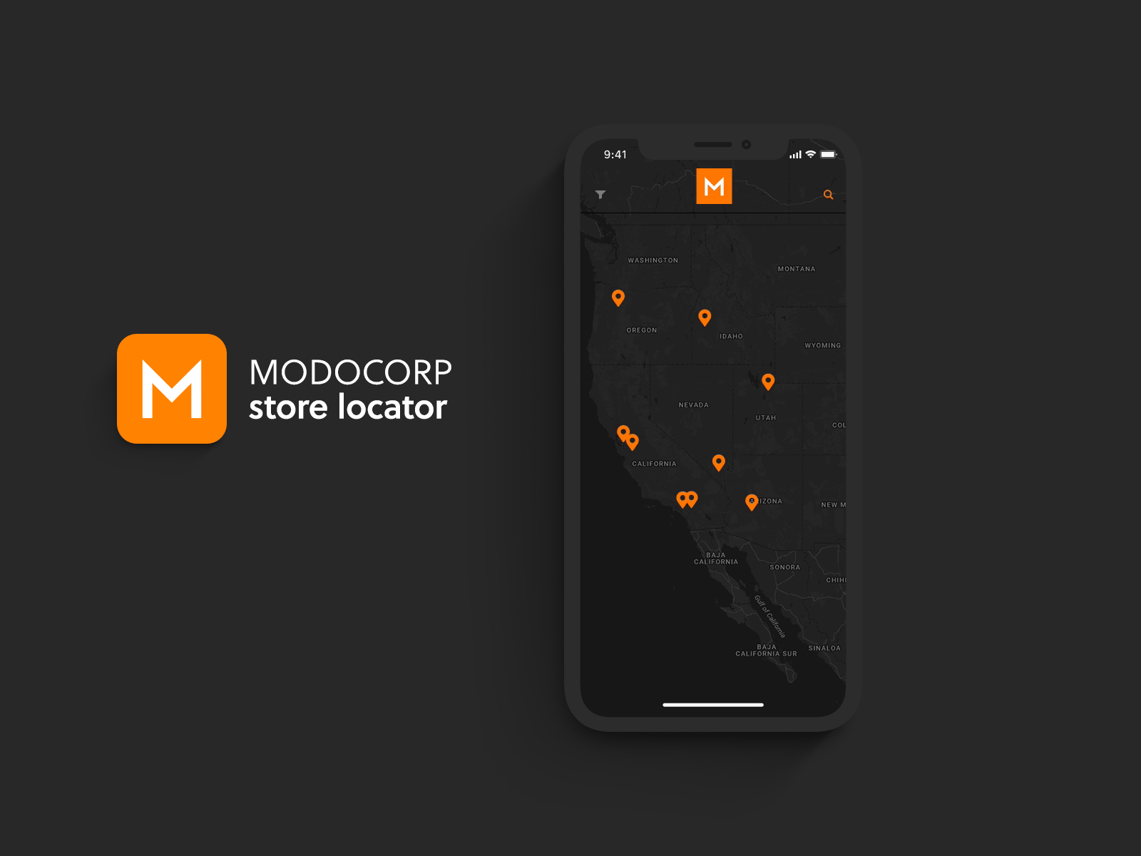 Modocorp Store Locator directions filter filters location mapping maps mobile app modal product design prototype software technology ui user experience user interface ux