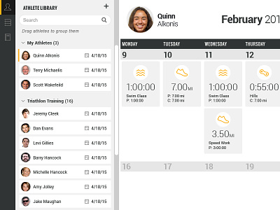 Thresh Athlete Manager calendar coaching dashboard triathlon ui ux web app