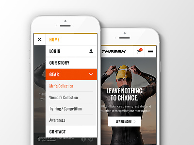 Thresh Mobile Nav ios iphone menu mobile navigation responsive sports triathlon ux web design