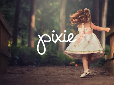 Pixie clothing fashion girl hand drawn identity logo pixie script