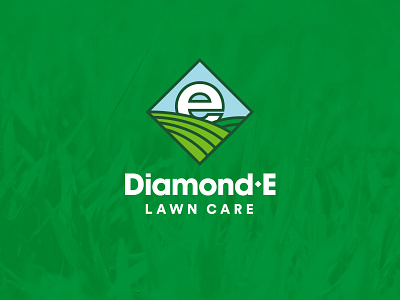 Diamond•E Lawn Care branding diamond grass identity landscape lawn logo