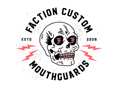 Faction Custom Mouthguards badge bolts branding custom drawing faction lightning mma mouthguards seal skull tshirt