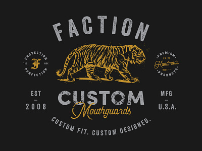 Faction Tiger Shirt badge clothing custom faction hand drawn branding mouthguards premium seal tiger tshirt vintage