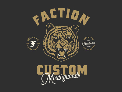 Faction Tiger Head animal badge bartender branding custom handmade mascot premium script seal tiger tshirt