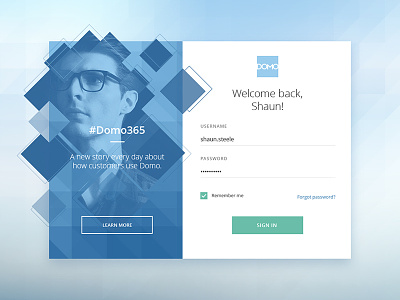 Domo Login Screen abstract blue design interface login screen sign in web squares ui ux