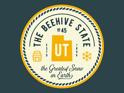 Utah Coaster bee beehive blue coaster earth history industry seal ski snowflake state utah yellow
