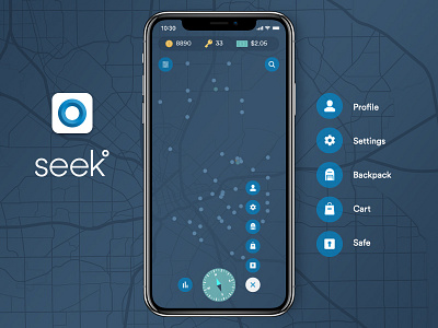 Seek App adventure app augmented reality compass gps icon ios iphone location navigation rewards ui ux