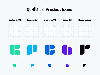 Qualtrics Product Icons b branding c e experience icons letterforms letters p product r software survey technology ui