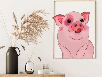 illustration Pig certificate design designer graphic illustration logo minipig paint photoshop pig pink png poster vector web website white