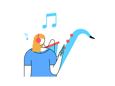Music app character crafttorstudio digital music freebie illustration illustrations mobile music music app saxophone ui vector
