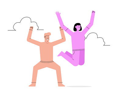 Hurray character enjoy excited freebie friends happy hurray illustration illustrations jump ui vector