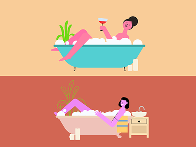 Enjoy Bath bath bath tub bathing character crafttorstudio design freebie illustration illustrations relax ui vector wine woman