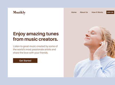 muzikly landing page concept landing page design landingpage productdesign uidesign uiuxdesign