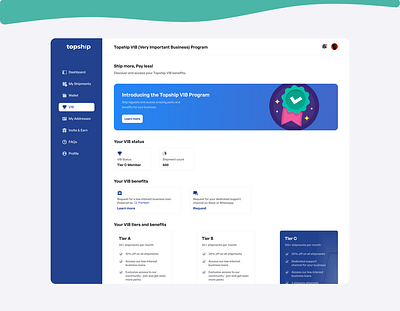 Topship VIB Page design productdesign productdesigner ui uidesign uiux designer uiuxdesign userinterfacedesign webapp webappdesign