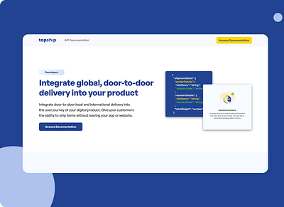 Topship API landing page landingpage productdesign uidesign uiux designer uiuxdesign userinterfacedesign web webdesign