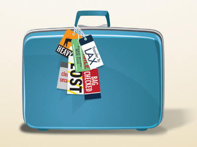 Suitcase blue icon illustration leaving las vegas vintage