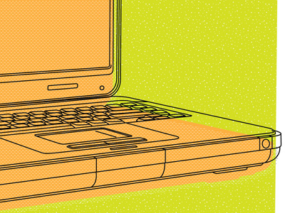 40 Free Laptops green illustration orange poster vintage