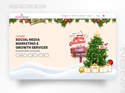 Christmas sale Hero section design ui/ux new year