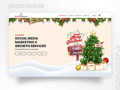 Christmas sale Hero section design ui/ux new year 2023 banner design branding christmas christmas web design design graphic design graphics happy new year illustration logo merry christmas newyear redesign typography ui ux vector web design website