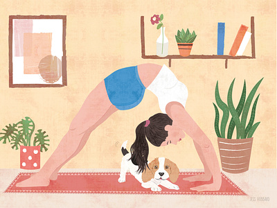 Yoga girl and her dog print