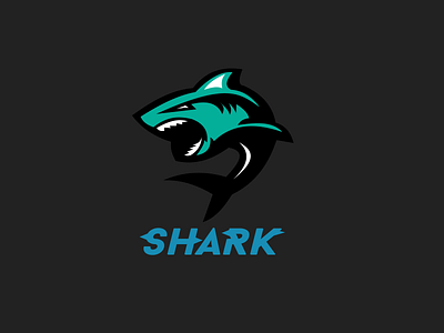 Shark Logo animal blue branding fish flat illustration logo sea shark shark logo under water