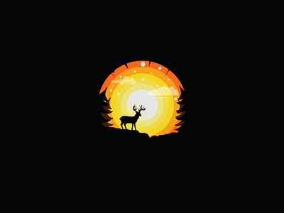 Deer animal animals deer design glade horizon illustration landscape nature sunset vector