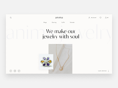 Anima jewelry anima design e commerce jewelry main screen ui ux web