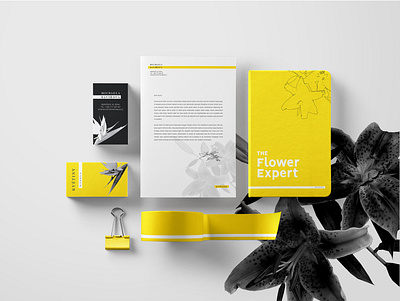 Květiny black brand branding business card flower flower logo flowers logo minimalist yellow