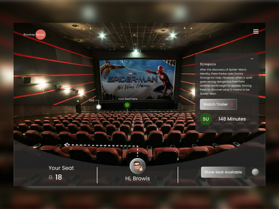 Concept VR/AR Direct Seat in Cinema ar booking cinema design illustration landingpage movie page theater ui ui design uidesign uiux ux vr