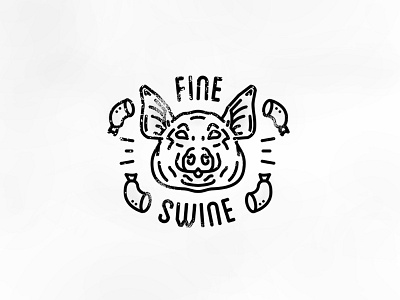 Fine Swine badge head linear meat oink pig pork sausage trump wichita