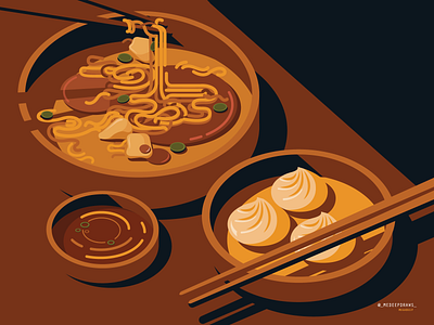 ASIAN CUISINE asian asian food bowl chopsticks cuisine east editorial art food food illustration geometric illustration line minimal noodle noodles simple vector