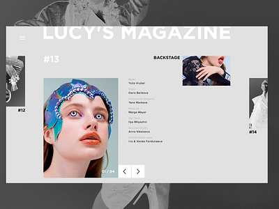 Lucy's magazine design fashion grey minimal ui web