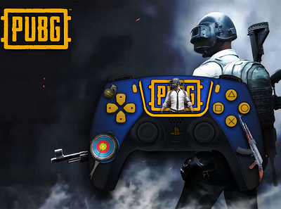 PUBG Themed PS5 Controller adobe photoshop advertising blend branding console design gaming playstation5 ps5 videogames