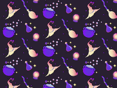 witch's pack dark gradient illustration magic pattern vector witch