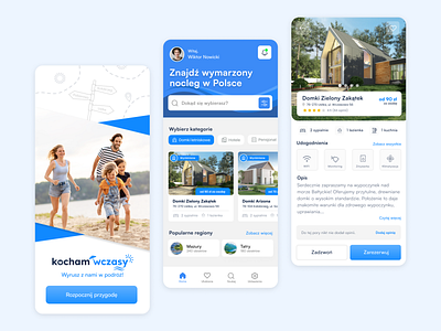 Kochamwczasy - app for booking vacation rentals, hotels, cabins app app design booking app design holiday mobile design travel ui user interface ux vacation website