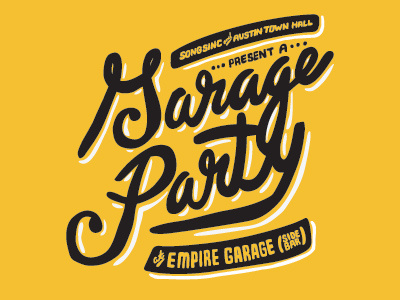 Garage Party illustration type hand-drawn lettering austin town hall sxsw