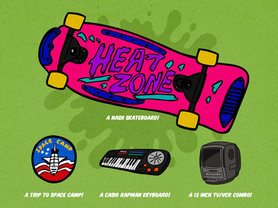 Ultimate Prize Package! casio rapman hand drawn illustration knuckleodeon nash skateboard slime space camp triple dare tvvcr