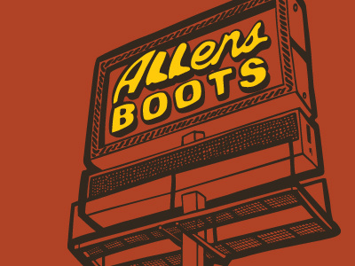 Allens Boots austin boots hand drawn illustration south congress